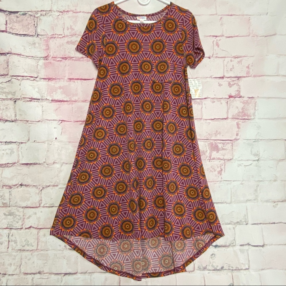 LULAROE Purple Orange Flower Designed Hi-Low Dress